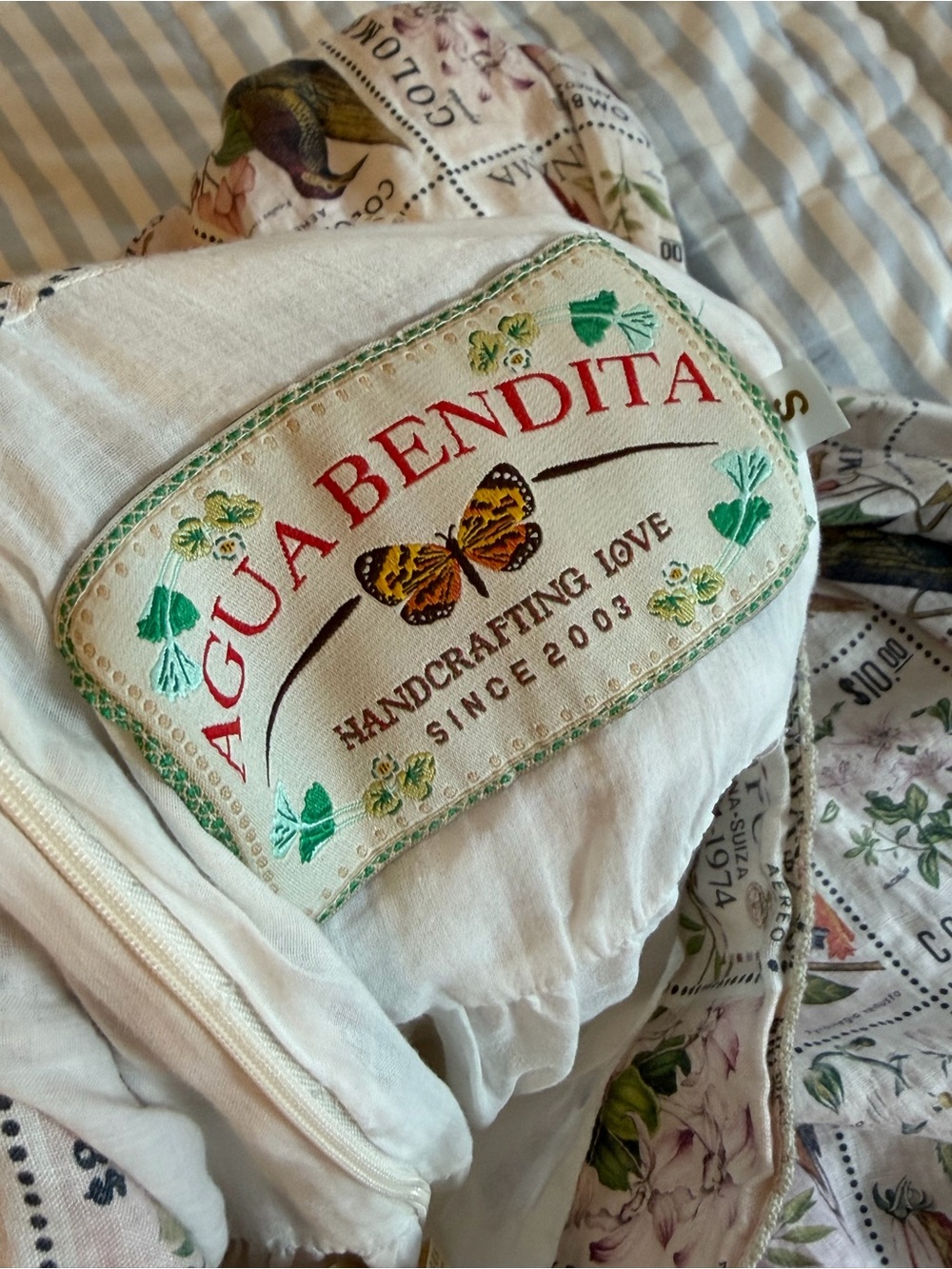 Agua by Agua Bendita Beige Floral & Bird Stamp Print Two-Piece Set - Picture 5 of 6